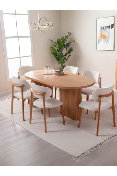 Gazzini Furniture Calista Oval Ahşap Bohem Yemek Masası 90x180