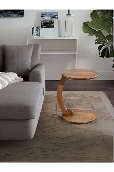 Gazzini Furniture Lunora Ceviz Ahşap C Yan Sehpa