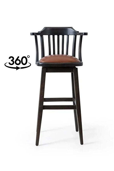 Gazzini Furniture Arven Döner Ahşap Bar Sandalyesi