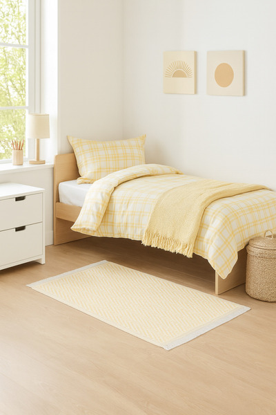 Halımax Cotto 80x150cm %100 Pamuk Çift Taraflı Çamaşır Makinesinde Yıkanabilir Saçaklı Kilim