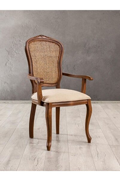 Gazzini Furniture Victoria Kolçaklı Hazeranlı Ahşap Oymalı Country Sandalye