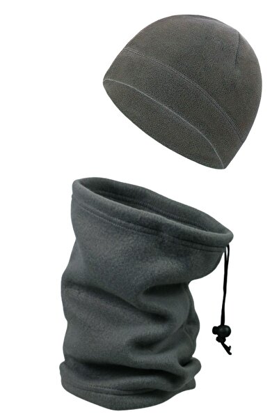 Ritagarcia Polar Beanie Gât Guler Gri Set de 2