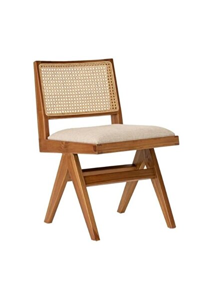 Gazzini Furniture Lofoten Pergel Hazeranlı Hasırlı Ahşap Sandalye