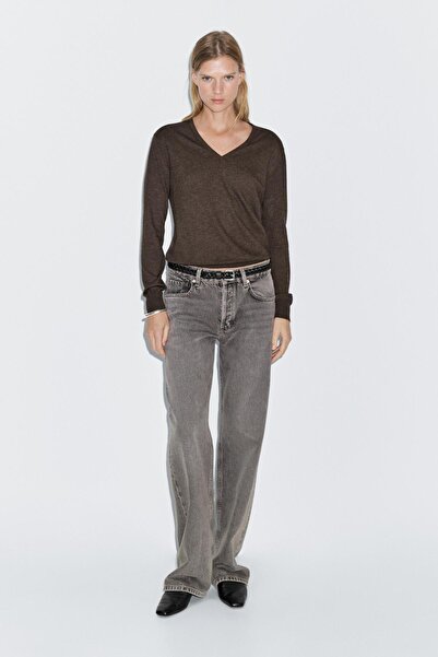 Massimo Dutti Yünlü V yaka triko kazak