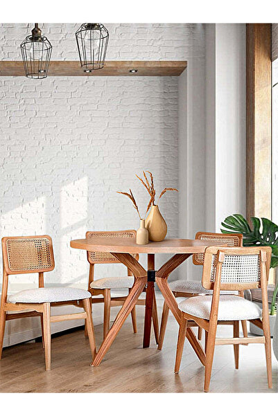 Gazzini Furniture Haven Pergel Natural Ahşap Yemek Masası 90x90