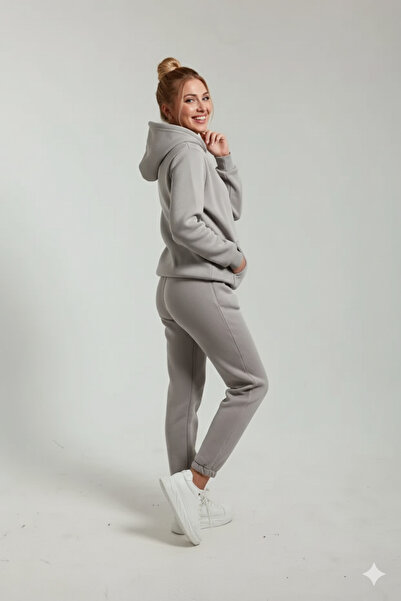 OXVİN Γυναικείο σετ αθλητικών φούτερ με τρεις κλωστές, τσέπες καγκουρό, κουκούλα και μαλακό βαμβακερό εσωτερικό μέρος