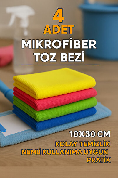 XAMANTHA 4 adet Mikrofiber Bez 30x30 cm, Oto Temizlik Bezi, Mutfak Bezi, Toz Alma Bezi, Çok Amaçlı Bez
