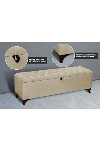 Gazzini Furniture Vetra Chester Model Bej Sandıklı Puf - Kapitoneli Model 140...