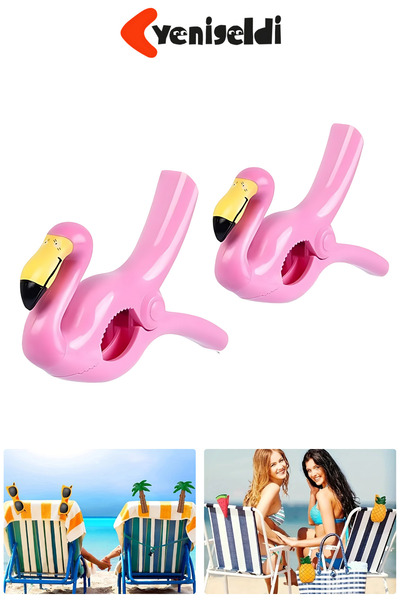 Yenigeldi 2 Adet Açık Pembe Flamingo Plaj Havlu Mandal Klipsi – Güçlü Tutuş ve Taşınabilir