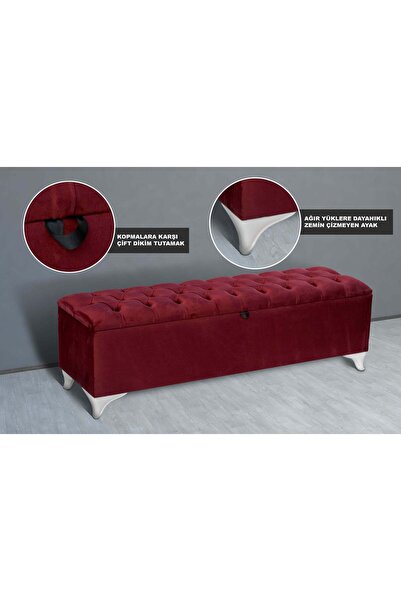 Gazzini Furniture Vetra Chester Model Bordo Sandıklı Puf - Kapitoneli Model 1...