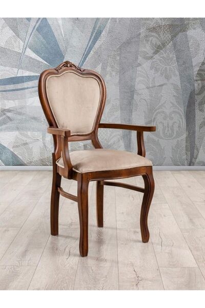 Gazzini Furniture Versailes Kolçaklı Oymalı Klasik Ahşap Sandalye