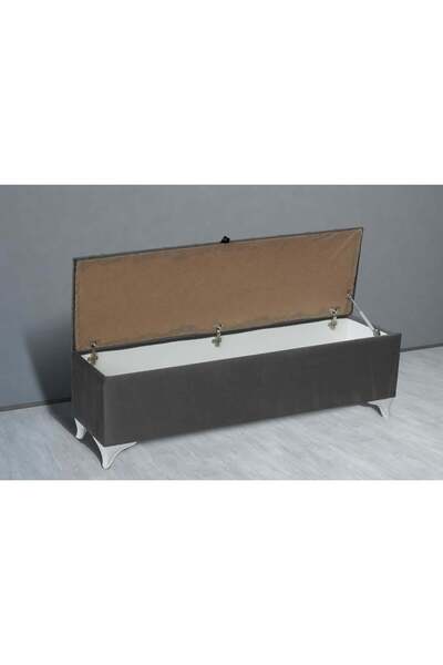 Gazzini Furniture Vetra Chester Model Gri Sandıklı Puf - Kapitoneli Model 140cm Sandıklı Bench
