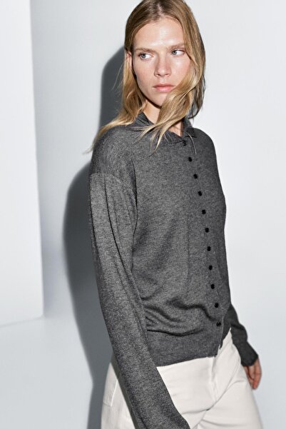 Massimo Dutti Dik yaka triko hırka