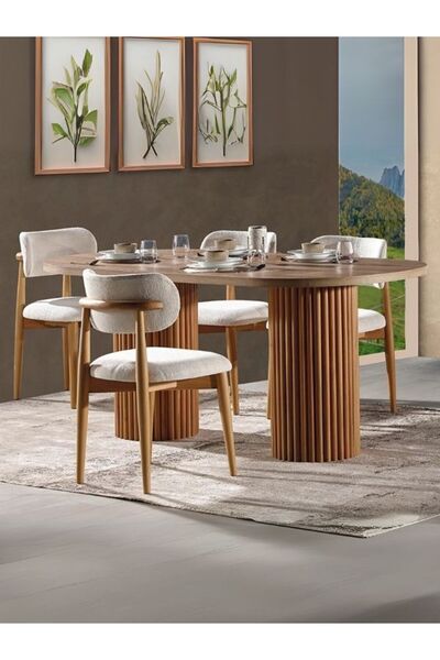 Gazzini Furniture Soleil İskandinav Oval Natural Ahşap Bohem Masa 80x170