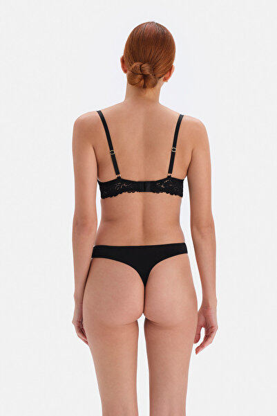Dagi Black Lace Detailed Micro Thong