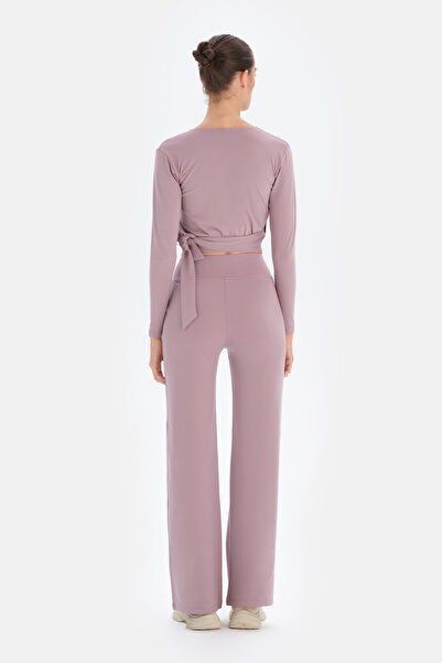 Dagi Λιλά μπλουζάκι γιόγκα με λεπτομέρεια με κορδόνια