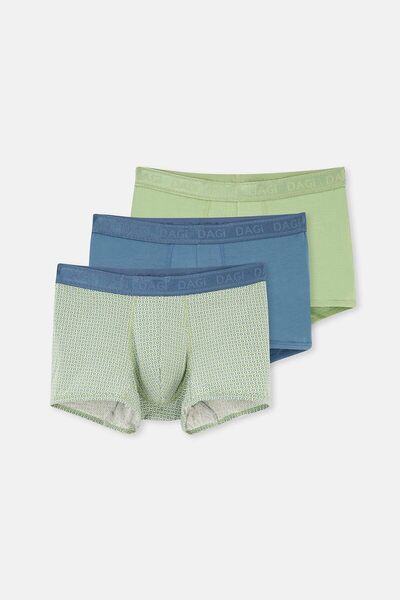 Dagi Μπλε-πράσινο μικρο μοντάλ μπόξερ 3 τεμαχίων με σχέδια