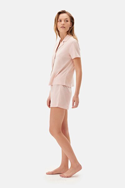 Dagi Açık Pembe Kısa Kol Gömlek Yaka Şortlu Pijama Takımı