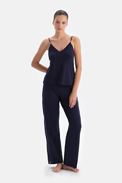 Dagi Lacivert Yan Dantel Detaylı Pantolon