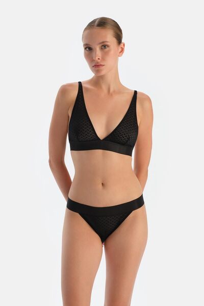 Dagi Black Premium Lace and Rubber Detailed Bralette