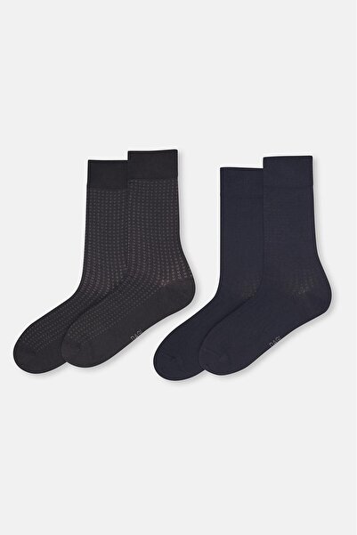 Dagi جوارب مودال صغيرة الحجم للرجال من قطعتين باللون الأزرق الداكن