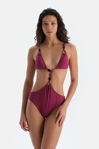Dagi Deep Neckline Mayokini with Cherry Tie