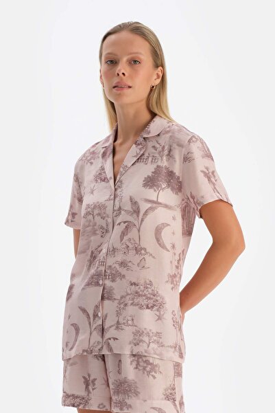 Dagi Top de pijama din țesătură cu model roz deschis