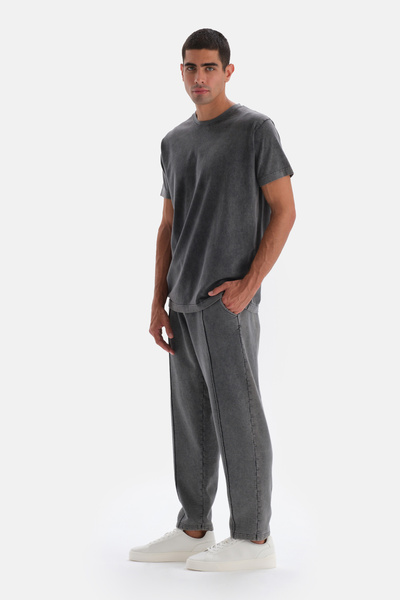 Dagi Smoked Double Leg Ribbed Washed Sweatpants