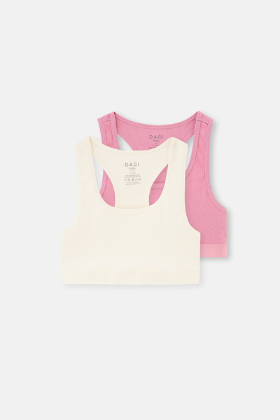 Dagi Bustieră pentru fetiță, din bumbac, 2 piese, ecru-pudră