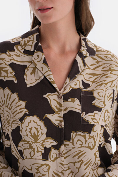 Dagi Multıcolor Metraj Baskılı Gömlek Yaka Pijama Üstü