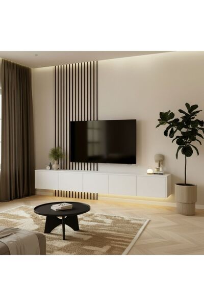 Welusse Home & Living Parla Tv ünitesi&Sehpası (Beyaz)