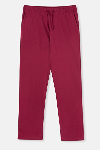 Dagi Burgundy Single Jersey Pocketed Trouser Pajama Bottoms