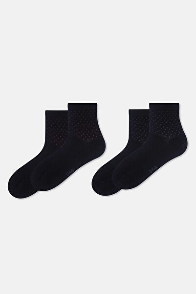 Dagi Black Men's 2-Piece Polka Dot Pattern Bamboo Socks