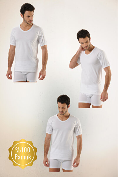 MODA Ανδρικό μπλουζάκι με λαιμόκοψη ποδηλατικού τύπου, 100% βαμβάκι, λευκό μο...