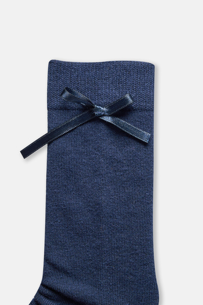 Dagi Navy Blue Girls Bow Knee Socks