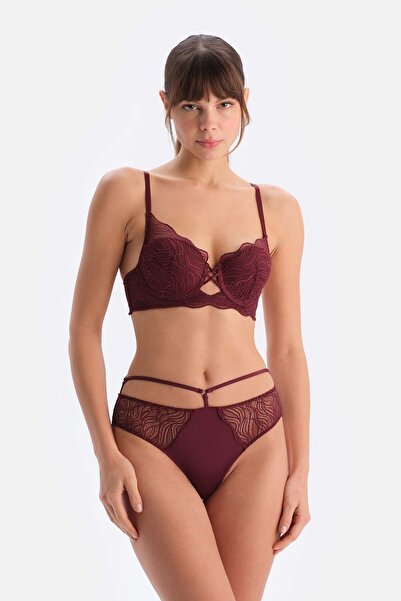 Dagi Σουτιέν συμπιεστικό χωρίς επένδυση από μπορντό δαντέλα