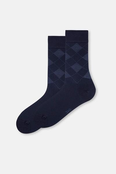 Dagi Koyu Mavi Erkek Baklava Desen Bambu Çorap