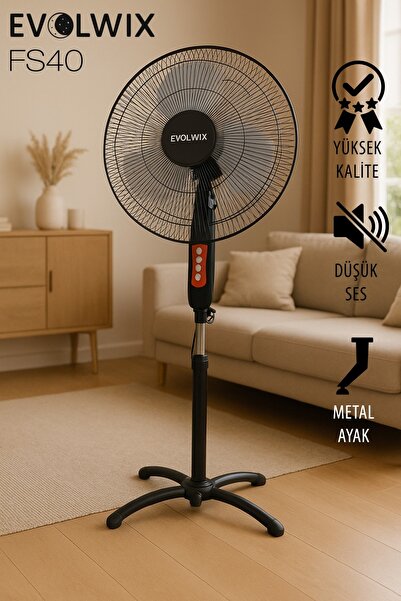 EvolWix 16'' inç Siyah Ayaklı Vantilatör