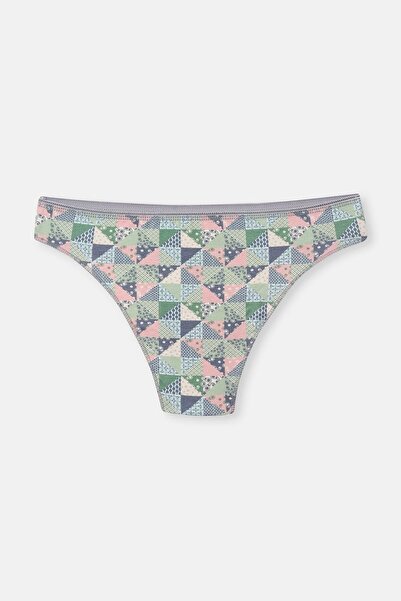 Dagi Chiloți brasilieni cu model în 3 piese pentru femei, gri-roz moale