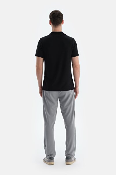 Dagi Μαύρο ανδρικό μπλουζάκι με κουμπιά Modal