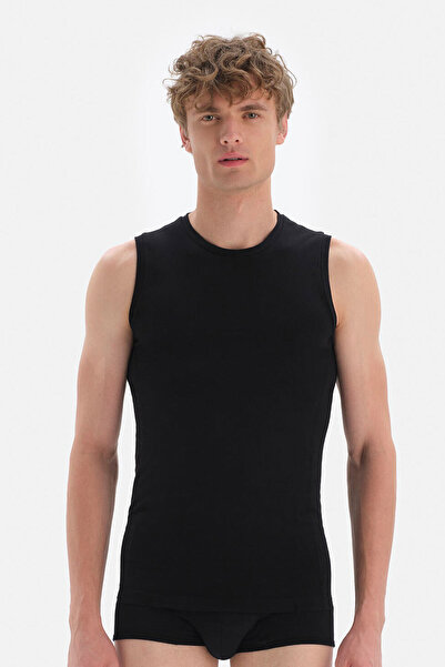 Dagi Black Combed Cotton Crew Neck Sleeveless Men's Undershirt