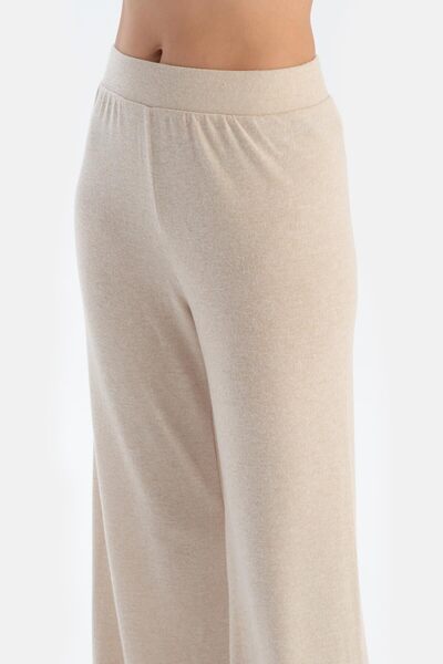 Dagi High Waist Ecru Wide Leg Trousers