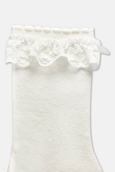 Dagi Ecru-Yellow Girl's 3-Piece Lace Socks