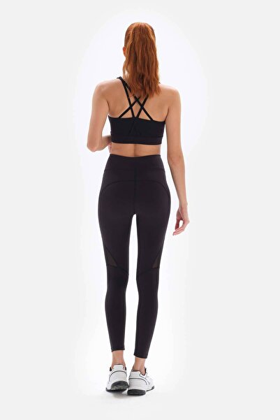 Dagi Black Active Mesh Detailed Long Leggings