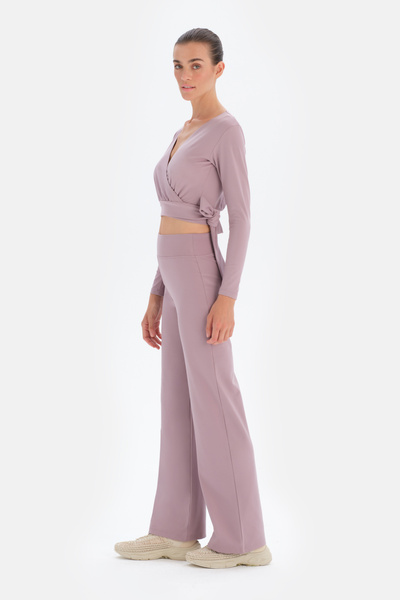 Dagi Λιλά μπλουζάκι γιόγκα με λεπτομέρεια με κορδόνια