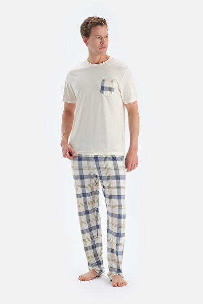 Dagi Light Yellow Pocket Detail Short Sleeve T-Shirt Pants Pajama Set