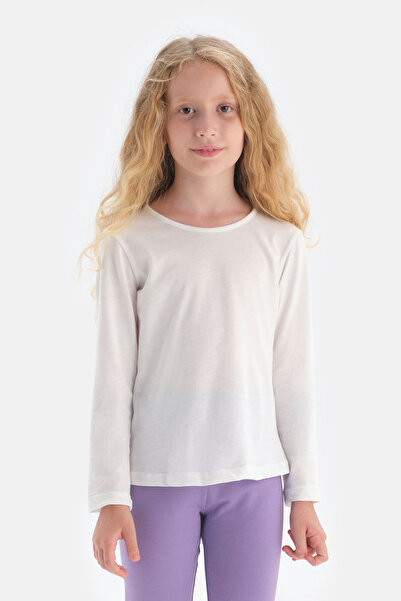 Dagi Beyaz Bisiklet Yaka Uzun Kollu T-Shırt