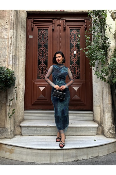 Linda Fashion TM Linda Fashion Tül Elbise Lacvert