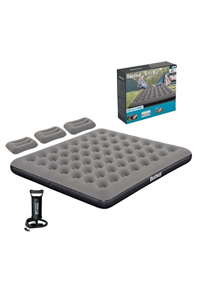 BESTWAY Ultra King 3 Kişilik Şişme Yatak, El pompası ve Yastık 203x183x22cm 6...