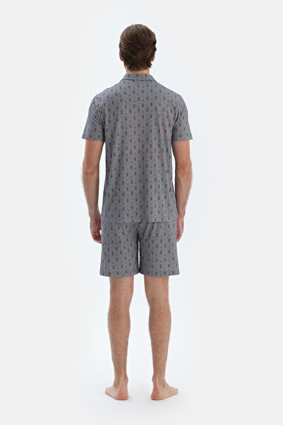 Dagi Σετ πιτζάμες με σορτς πουκάμισο με στάμπα γκρι μετρητή